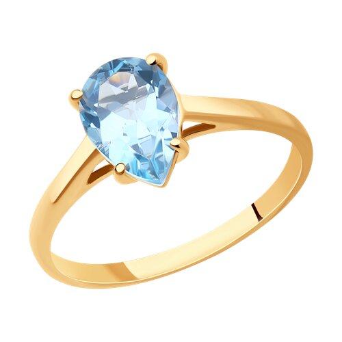 Кольцо декоративное SOKOLOV, красное золото 585 проба, вставка топаз