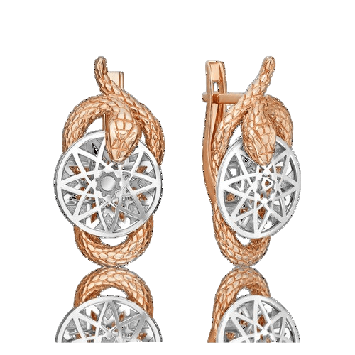 Серьги с английским замком Platina Jewelry, красное золото 585 проба